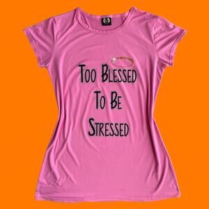 00's vintage "too blessed to be stressed" mcbling y2k sleepshirt pajamas XL